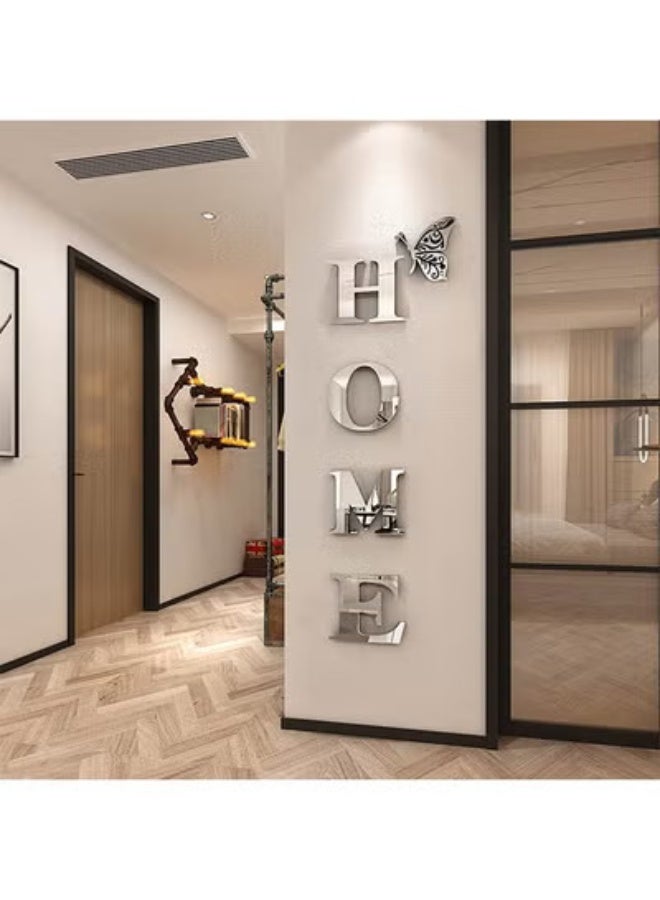 fantasize Home Letter Signs Acrylic Mirror Wall Stickers Decorations for Living Room Bedroom Decor Decals (Silver, 47.2 X 15.3IN) - Image 1